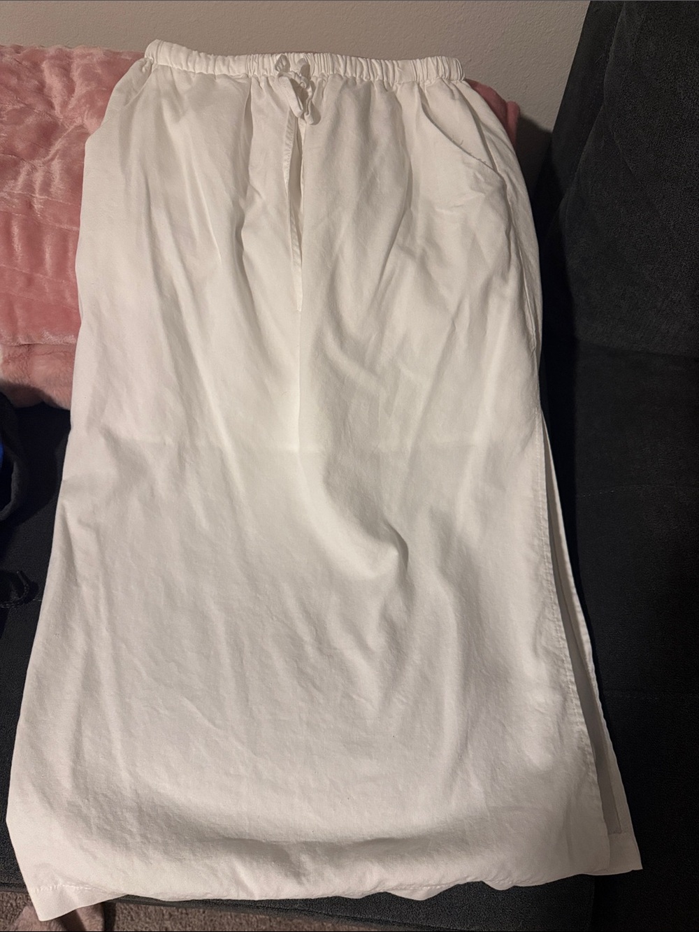 Amazon White Drawstring Midi Skirt